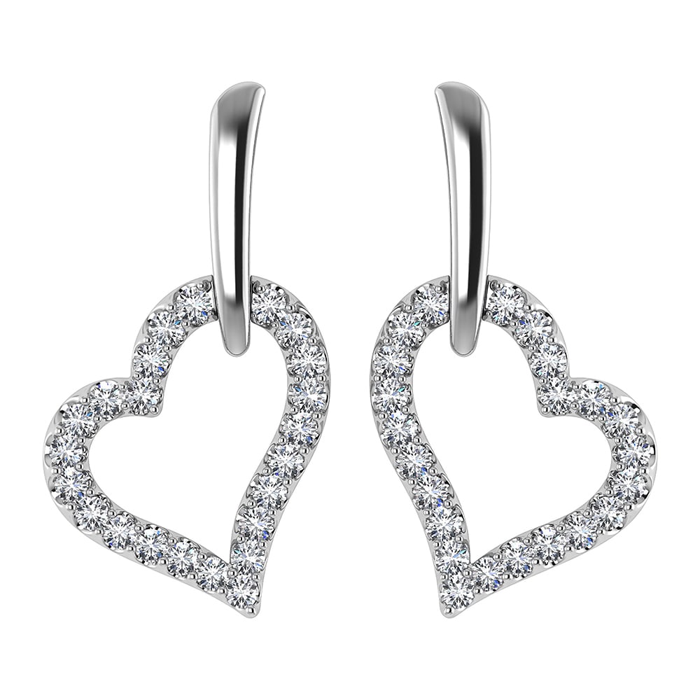 10K White Gold 1/5 Ct.Tw. Diamond Heart Earrings: 10K White Gold 1/5 Ct.Tw. Diamond Heart Earrings 10k White Gold Stone Color: G-h Stone Clarity: I2-i3 This item may take 2-5 weeks for shipping. PLEASE NOTE: Framed, Large, or heavy items do not have 