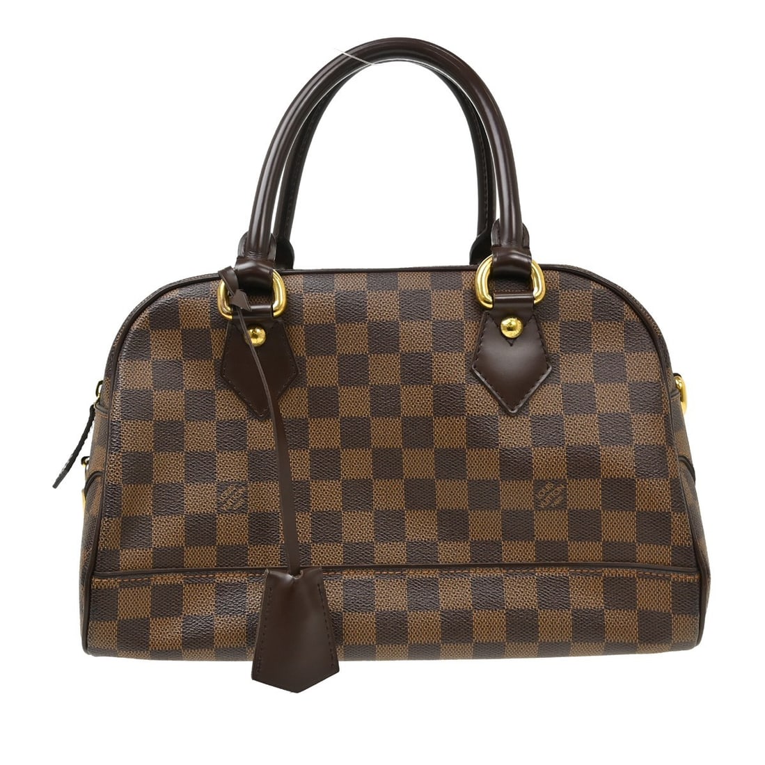 Louis Vuitton Duomo top handle bag in Damier canvas N60008: Louis Vuitton Duomo top handle bag in Damier canvas N60008 Louis Vuitton Duomo handbag in Damier canvas and leather with a brown Ebene check pattern. This women's top handle bag features double handle