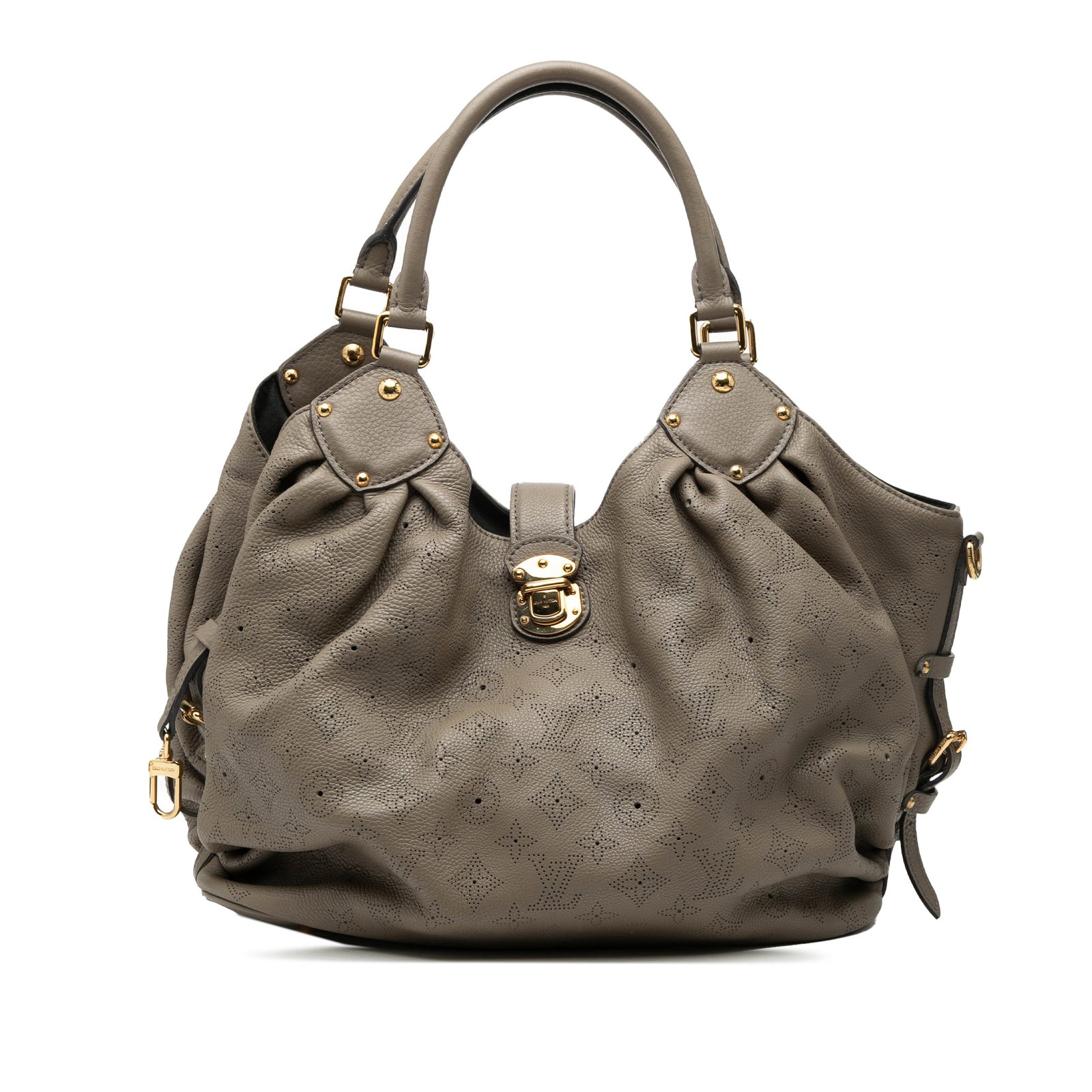Louis Vuitton Mahina L brown leather hobo bag: Louis Vuitton Mahina L brown leather hobo bag This Louis Vuitton Monogram Mahina L Hobo is crafted from leather and features rolled leather handles, an open top with a flat strap and push lock closure