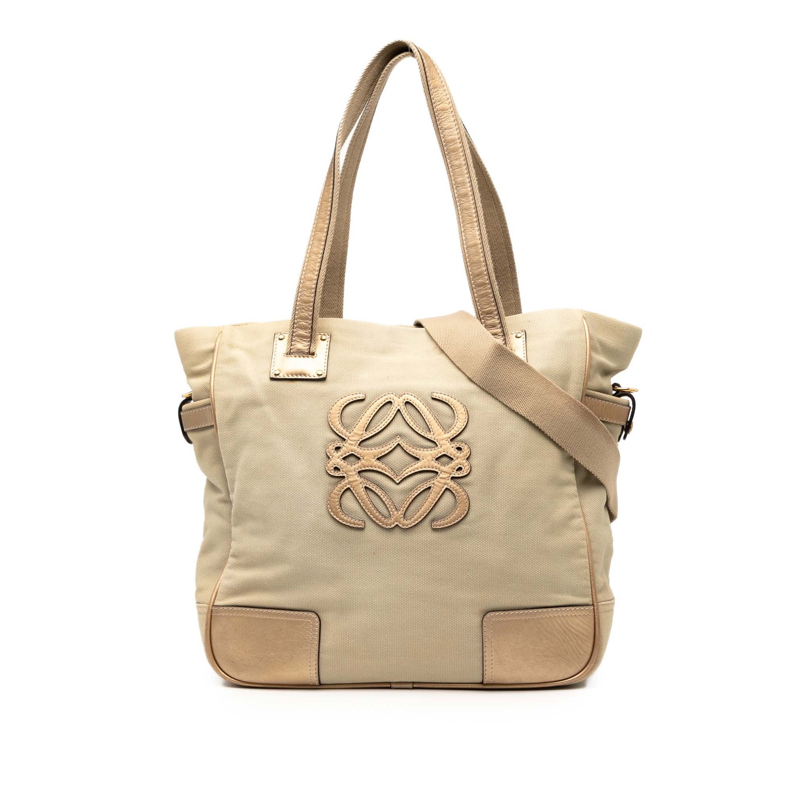 LOEWE Canvas Anagram Satchel Brown Leather Trim Bag (1 of 7)