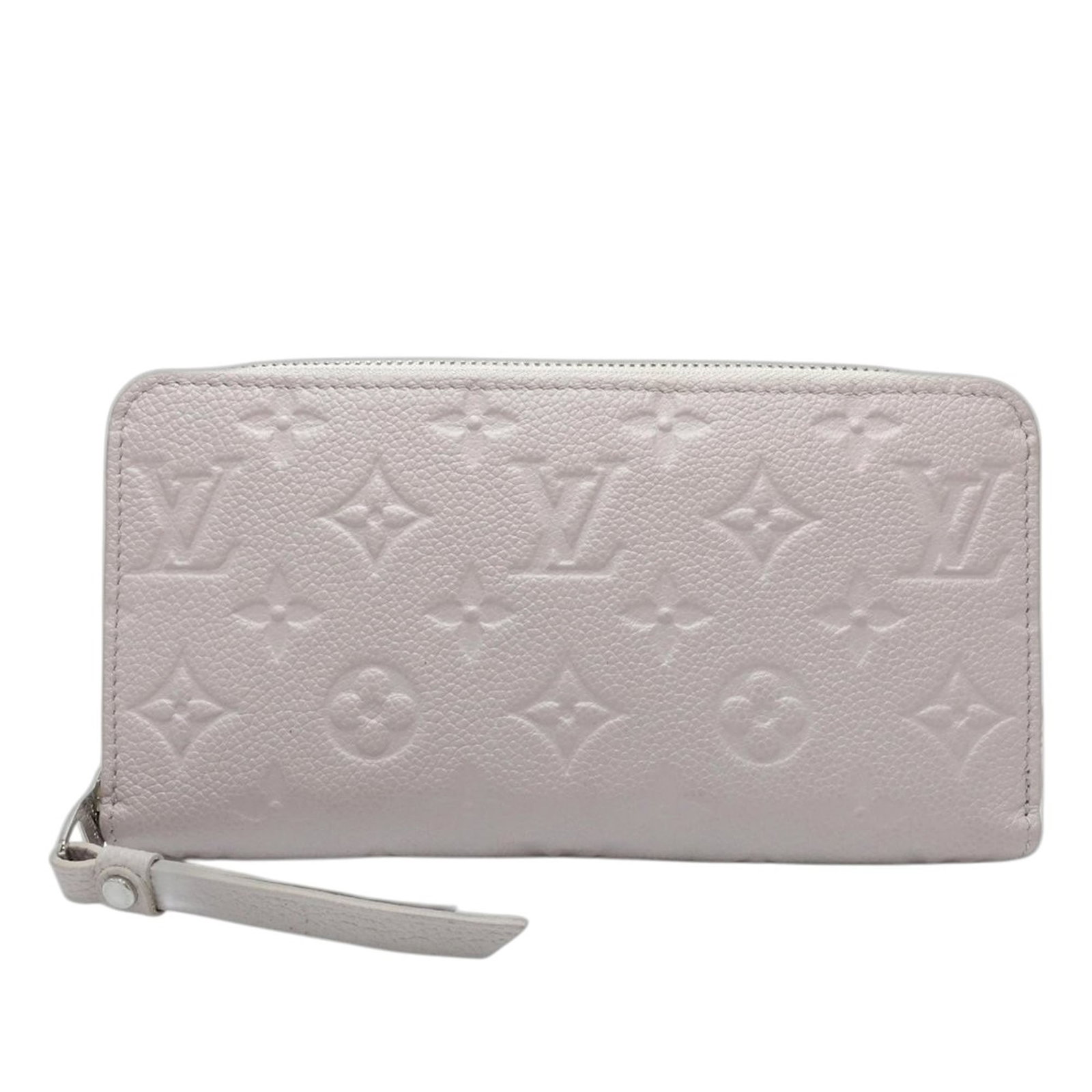 Louis Vuitton Zippy Long Wallet in Monogram Empreinte Leather: Louis Vuitton Zippy Long Wallet in Monogram Empreinte Leather Louis Vuitton Monogram Empreinte Zippy Long Wallet in gray leather with a zip-around closure. The interior includes zip and slip pockets. 