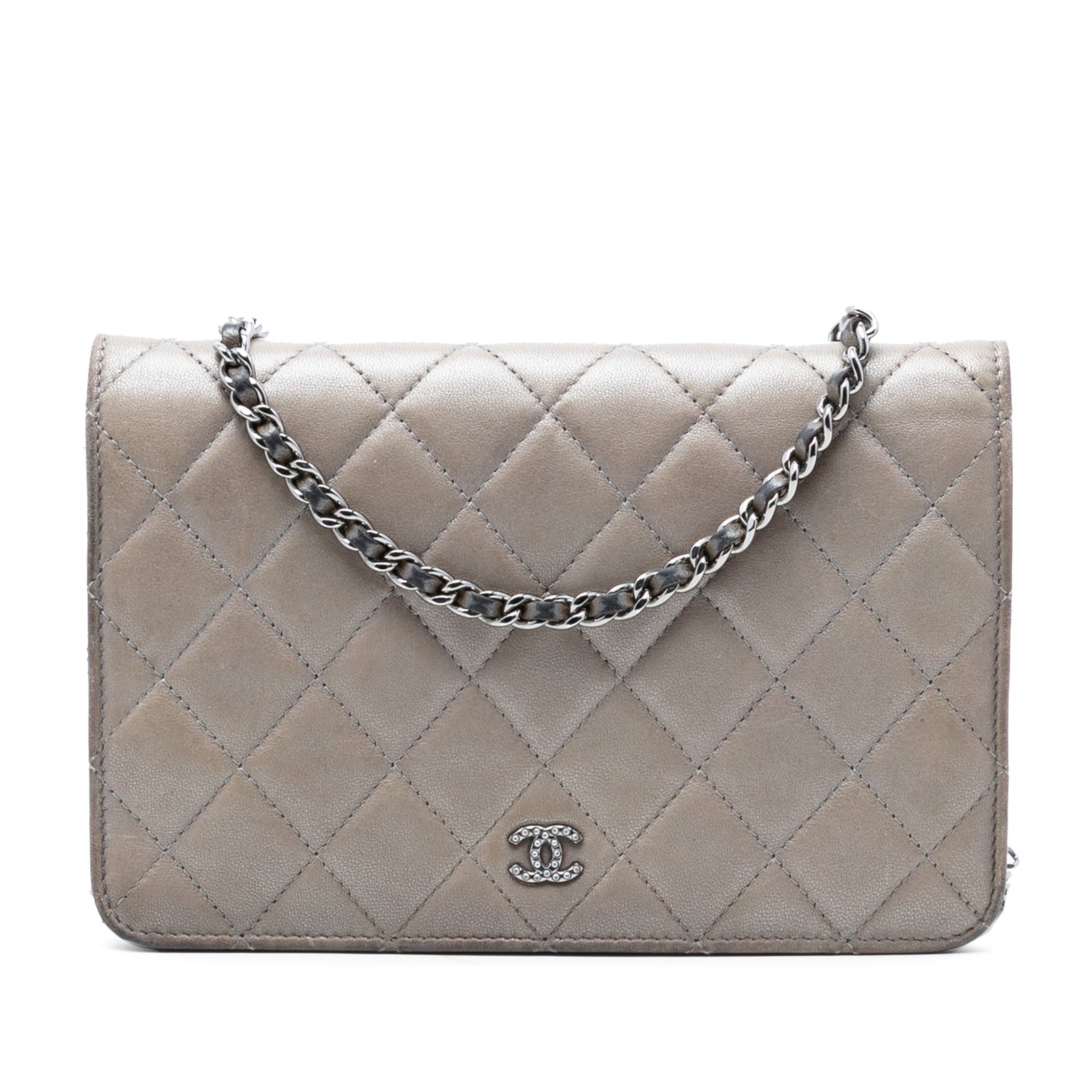 Chanel Wallet on Chain Quilted Lambskin Crossbody with Full Flap: Chanel Wallet on Chain Quilted Lambskin Crossbody with Full Flap This Chanel CC Quilted Lambskin Full Flap Wallet on Chain is crafted from luxurious brown quilted lambskin leather and features a leath