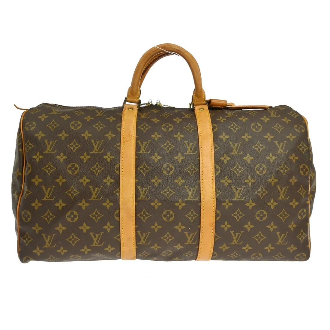 Louis Vuitton Keepall Travel Bag in Brown Monogram Canvas: Louis Vuitton Keepall Travel Bag in Brown Monogram Canvas Louis Vuitton Keepall in brown monogram canvas. This unisex bag is made in France and remains in good condition with visible wear from use, in