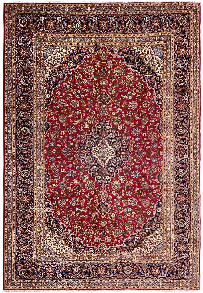 Genuine Persian Kashan Rug 9.7 x 10.8 Squarish Size: Genuine Persian Kashan Rug 9.7 x 10.8 Squarish Size Free continental US Shipping Add a touch of elegance to your space with this genuine Persian Kashan Rug, featuring a squarish size of 9.7 x 10.8 fee