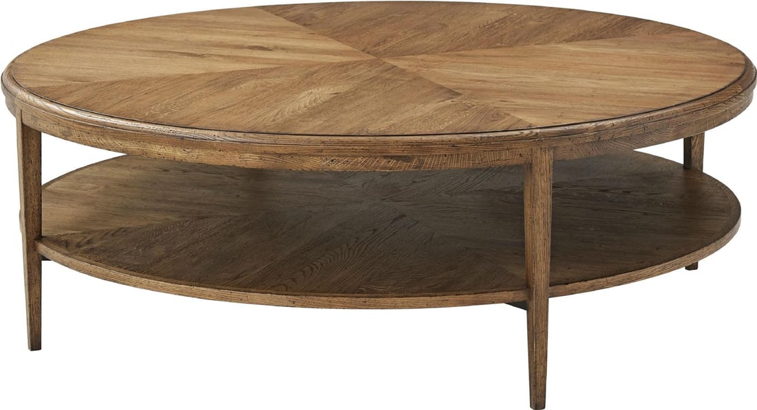 Theodore Alexander Nova Circular Cocktail Table Solid Wood Veneer: Theodore Alexander Nova Circular Cocktail Table Solid Wood Veneer This stunning circular coffee table from Theodore Alexander is a perfect blend of style and functionality. Crafted from solid wood ven