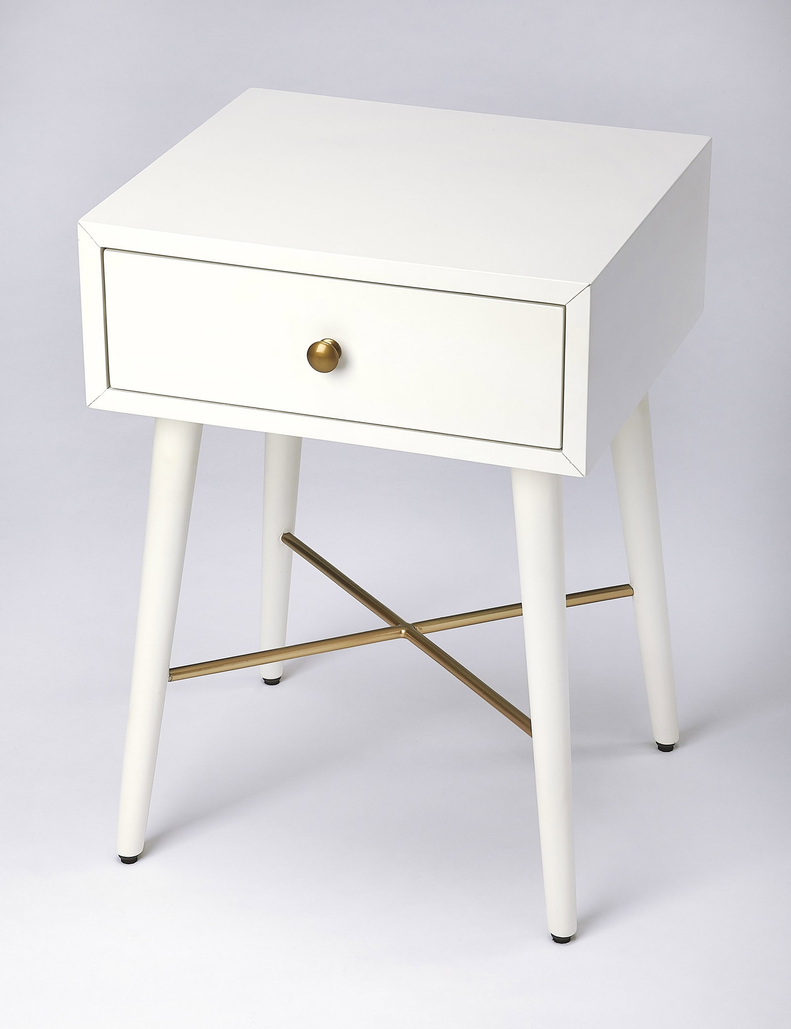Butler Delridge Mid-Century Modern White End Table: Butler Delridge Mid-Century Modern White End Table This Mid-Century Modern White End Table combines style and functionality, making it an excellent addition to any living space. Crafted from MDF, with
