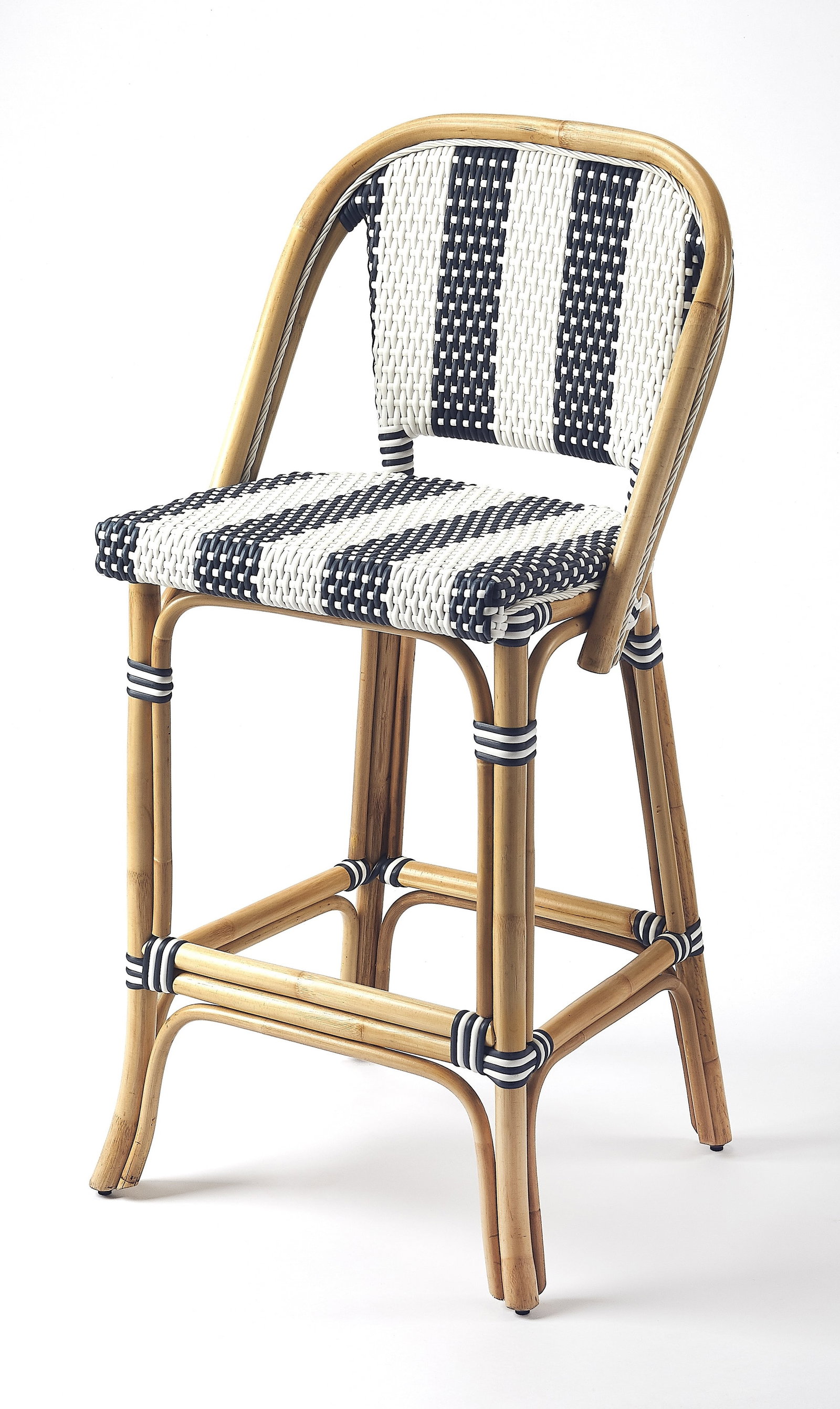 Butler Lila Blue Rattan Bar Stools Coastal Style Set (1 of 9)