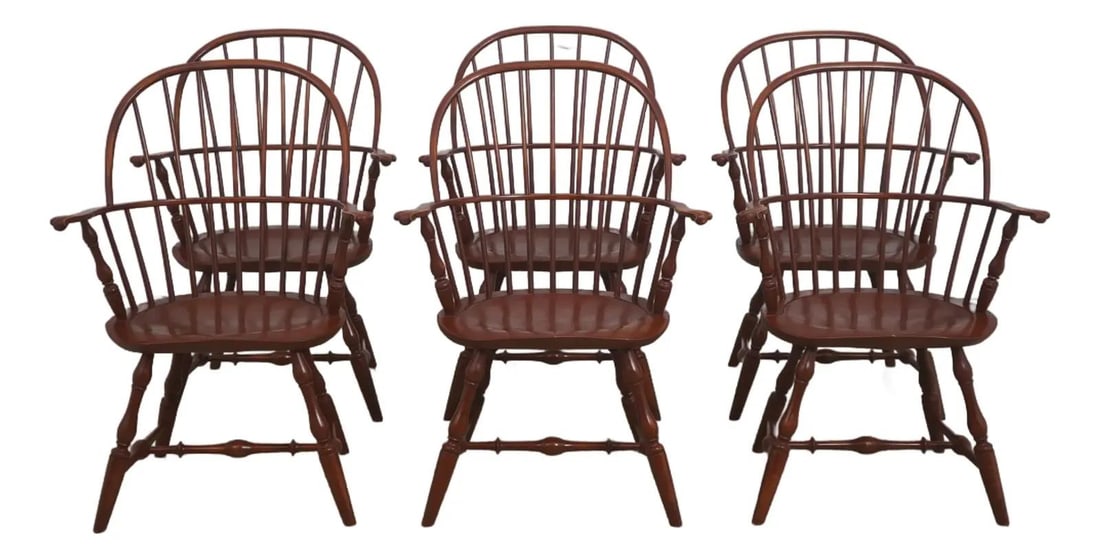 6 Dr Dimes Windsor Sack Back Armchairs Set of 6 (1 of 10)