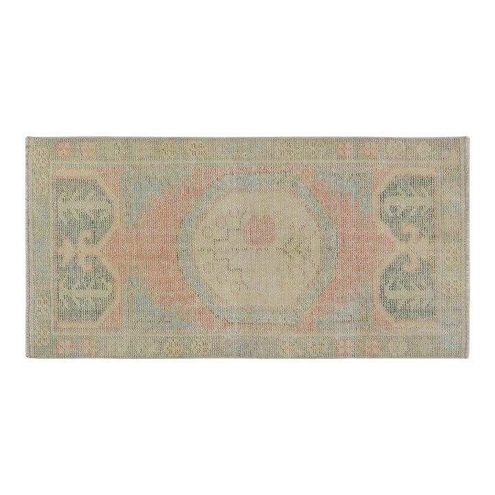 Hand-Knotted Wool Anatolian Rug in Tan 2'6" x 5': Hand-Knotted Wool Anatolian Rug in Tan 2'6" x 5' This vintage Turkish Anatolian rug is hand-knotted from wool using traditional techniques, offering a blend of timeless craftsmanship and modern design