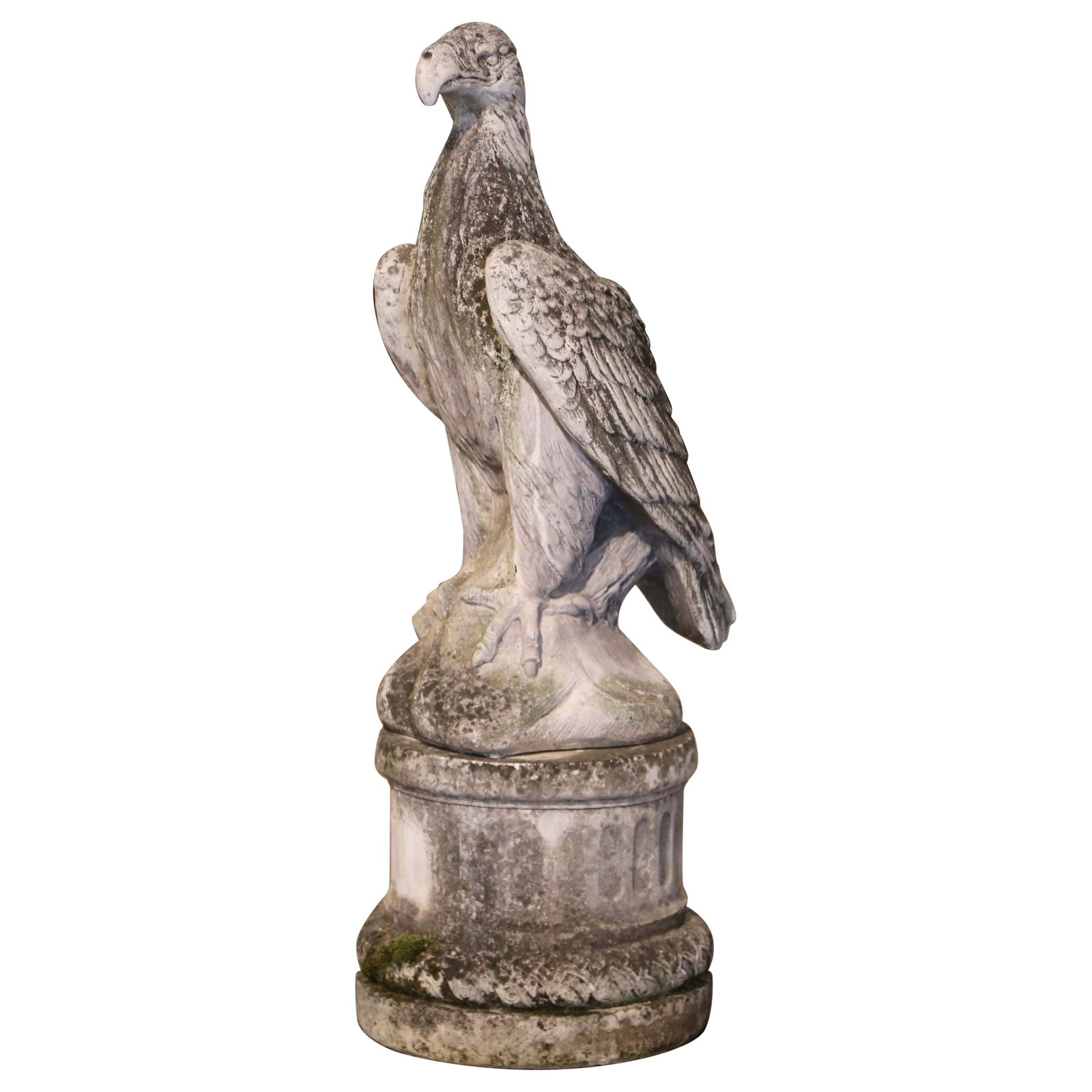 French Cast Stone Eagle Statue with Pedestal Mid Century (1 of 10)
