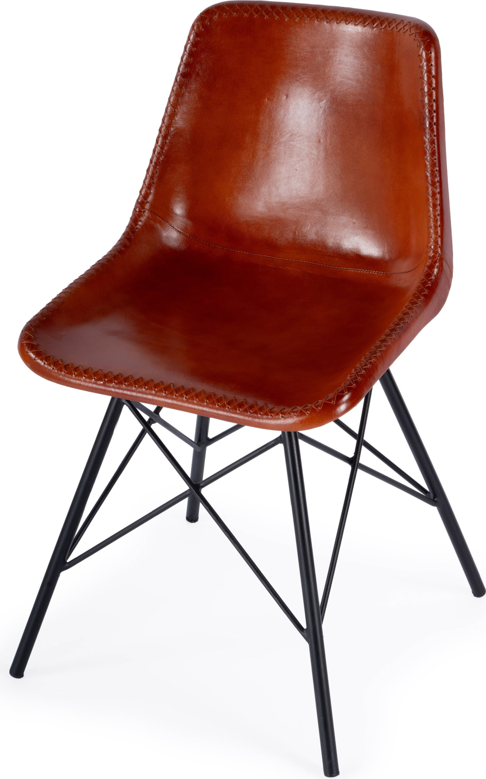 Butler Inland Mid-Century Modern Leather Chair with Black Iron Frame: Butler Inland Mid-Century Modern Leather Chair with Black Iron Frame Introducing a stylish Modern Black Iron Frame Leather Chair, designed in a mid-century modern style that seamlessly blends function