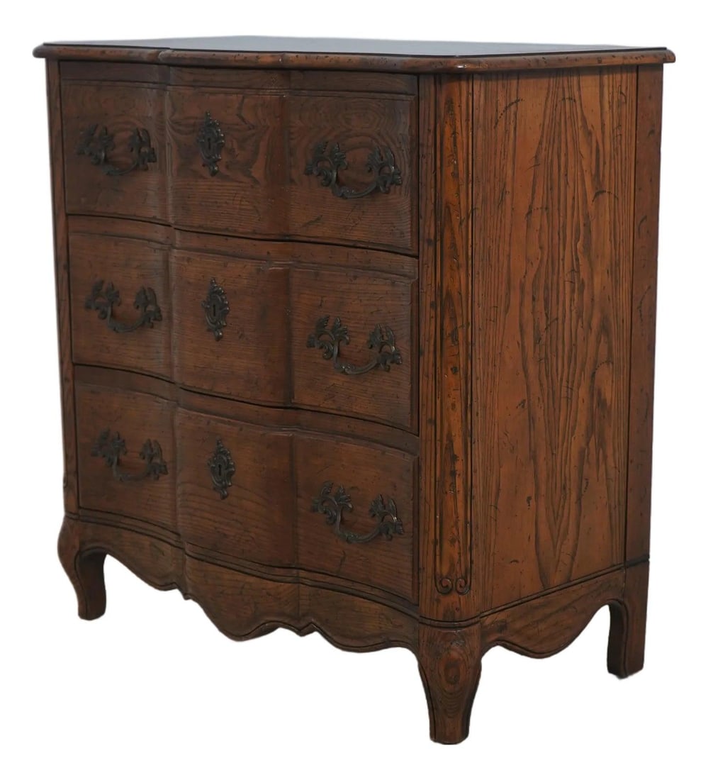 Louis XV Inspired Oak and Burl Wood Commode Chest with Queen Anne Legs (1 of 10)