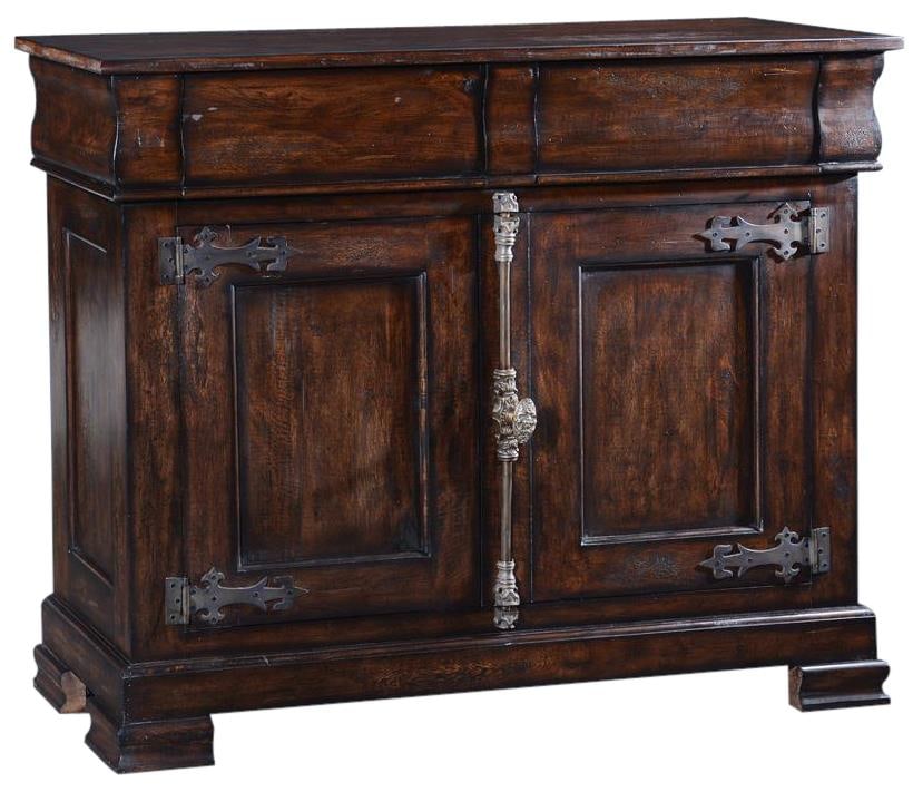 Louis-Philippe Dark Pecan Solid Wood Server with Cremone Hardware: Louis-Philippe Dark Pecan Solid Wood Server with Cremone Hardware Introducing the Dark Pecan French Rustic Server Sideboard, a beautifully crafted piece that combines antique charm with modern functio
