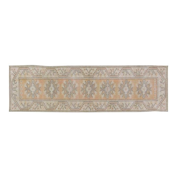Hand-Knotted Anatolian Wool Runner Rug 2'7" x 9' Vintage Tan: Hand-Knotted Anatolian Wool Runner Rug 2'7" x 9' Vintage Tan This vintage Turkish Anatolian wool rug is hand-knotted using traditional techniques, showcasing timeless craftsmanship with a modern desig