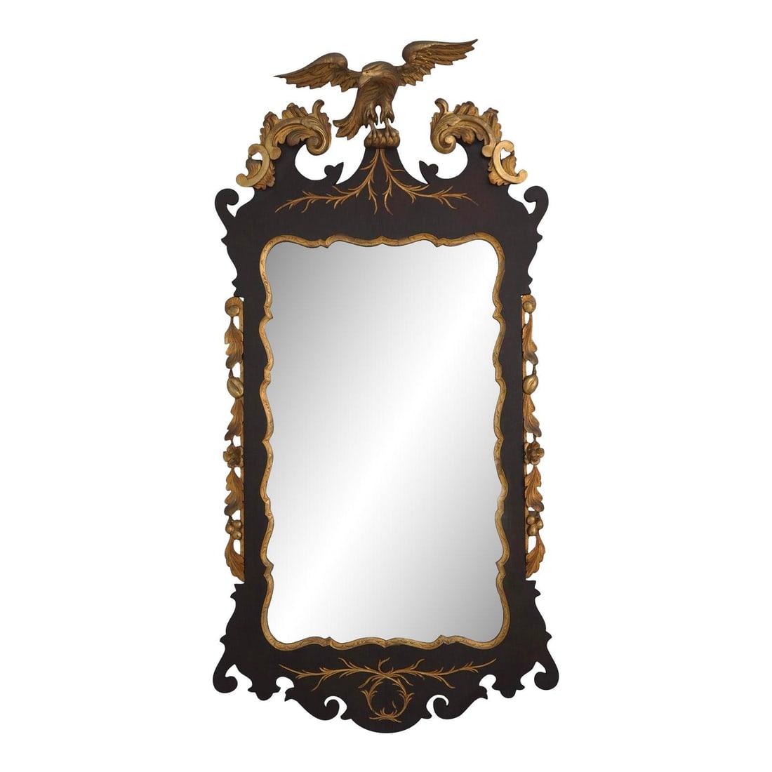 Antique Chippendale Mahogany Mirror with Eagle C.1870-1880: Antique Chippendale Mahogany Mirror with Eagle C.1870-1880 This exquisite Antique American Chippendale Style Mahogany Mirror dates back to the late 19th century, circa 1870-1880s. The mirror features 