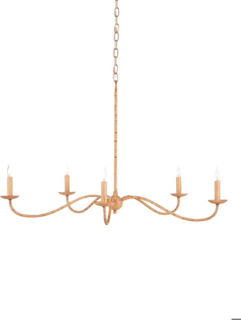 Currey Saxon Rattan Chandelier Saddle Tan Finish 5 Bulbs (1 of 5)