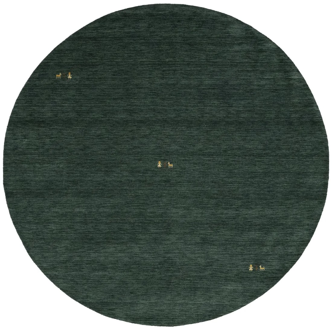 Modern Dark Green 8' Round Gabbeh Wool Area Rug (1 of 12)