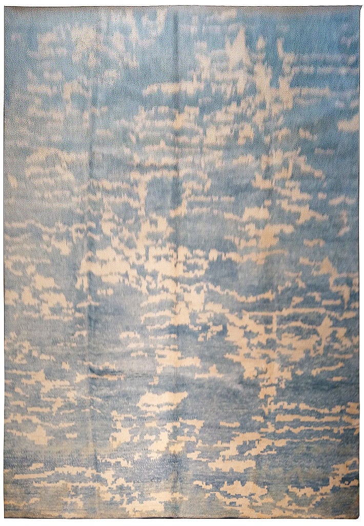 8 x 10 Pale Light Blue Handknotted Area Rug from India: 8 x 10 Pale Light Blue Handknotted Area Rug from India Free continental US Shipping Elevate your home decor with the exquisite 8 x 10 Pale Light Blue Modern Handknotted Rug. Crafted in India by skille