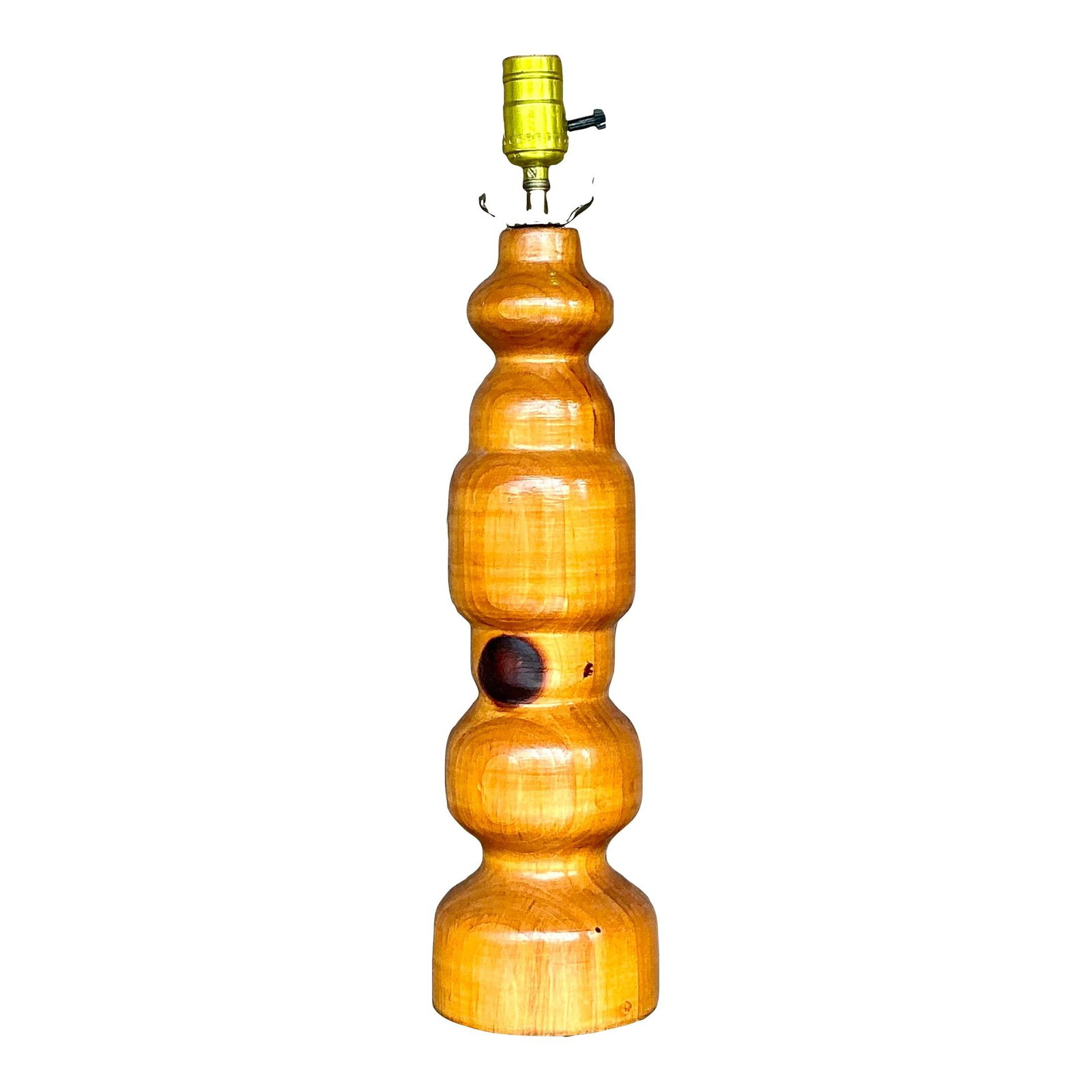 Vintage Boho Knotty Pine Table Lamp Rustic Charm (1 of 6)