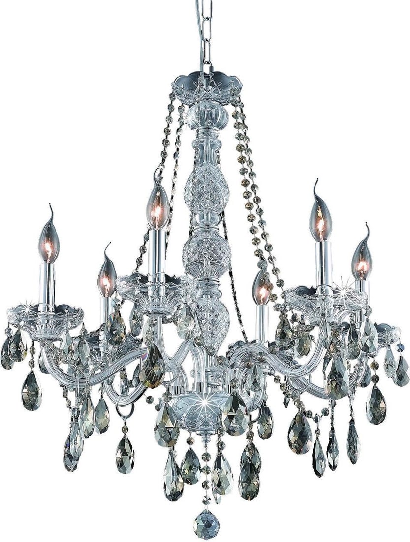 Verona 6-Light Chrome Crystal Bowl Chandelier: Verona 6-Light Chrome Crystal Bowl Chandelier This Verona Style chandelier features a striking chrome finish and is adorned with clear royal-cut crystals, creating a sophisticated look that blends tra