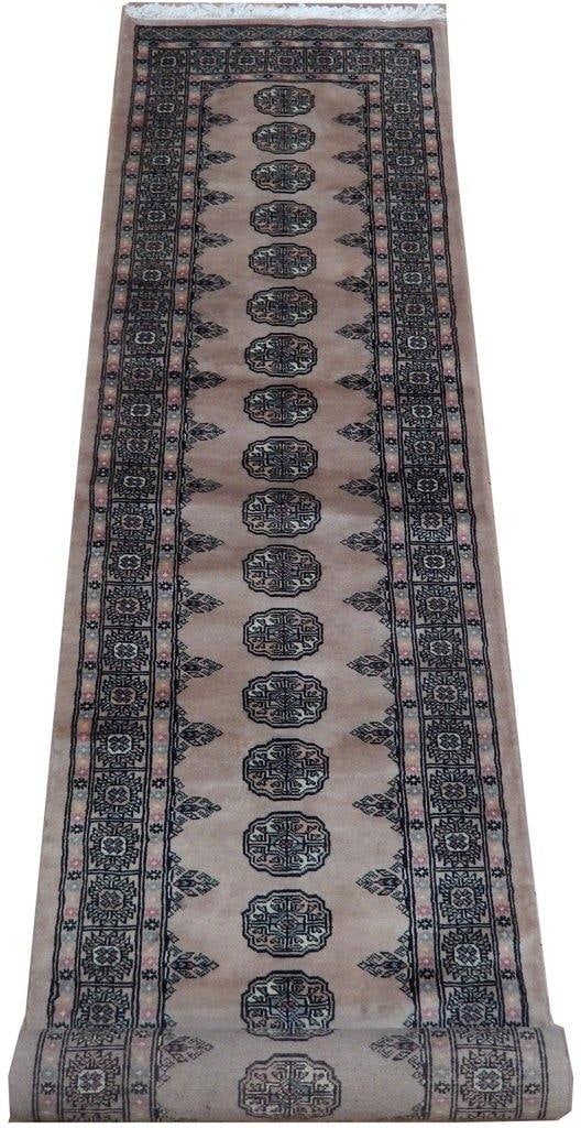 Handcrafted 2.7 x 12 Wheat Brown Bokhara Runner Rug (1 of 6)