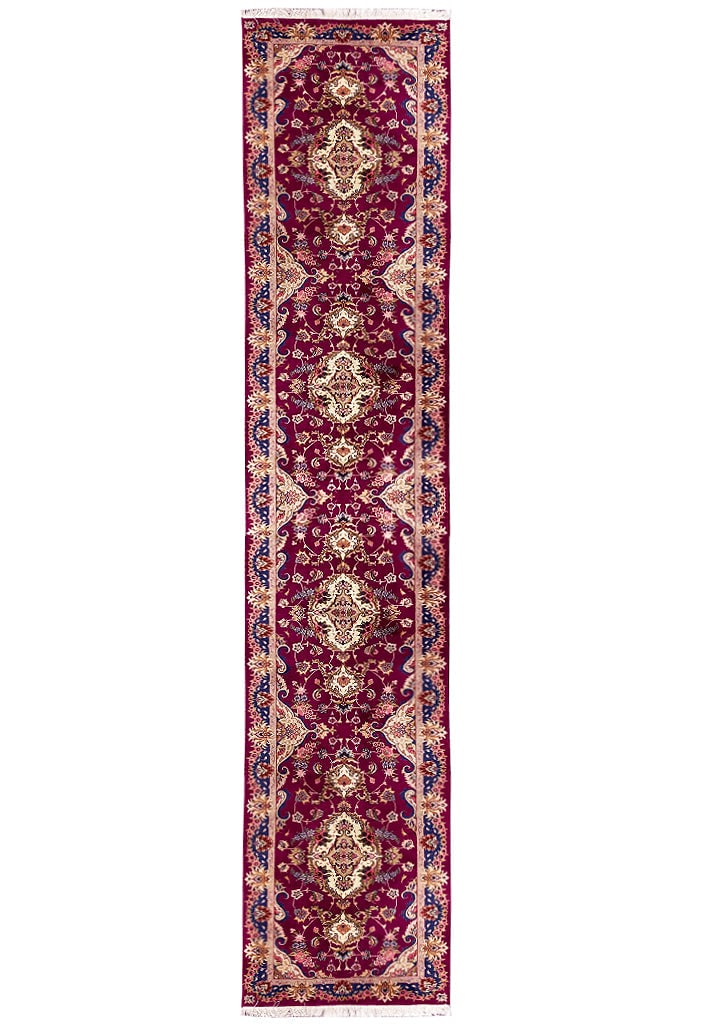 Persian Tabriz Runner 2.9 x 16.7 ft Hand Knotted 400 KPSI Fine Wool: Persian Tabriz Runner 2.9 x 16.7 ft Hand Knotted 400 KPSI Fine Wool Free continental US Shipping This Persian Tabriz runner is hand-knotted in Tabriz, Iran, and showcases exceptional craftsmanship wit