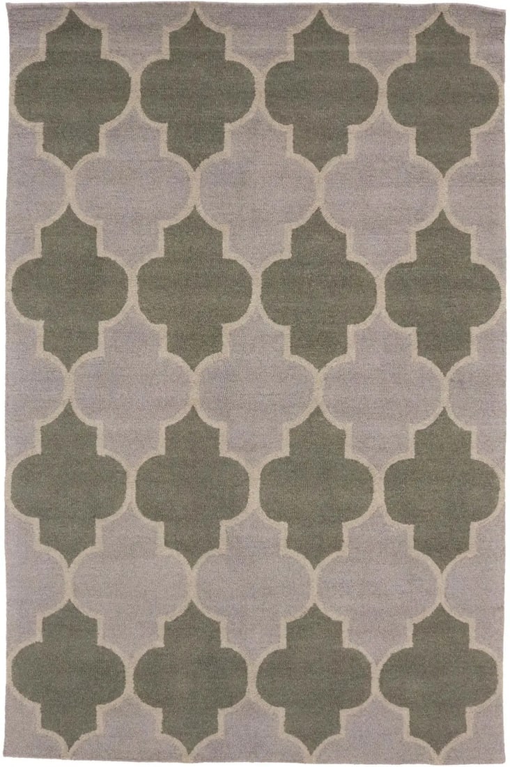 Modern Hand-Tufted 5X8 Multicolored Trellis Design Rug: Modern Hand-Tufted 5X8 Multicolored Trellis Design Rug Enhance your home with this beautifully crafted Multicolored Trellis Design Foyer Rug, measuring 5'0" x 8'0". This hand-tufted modern rug feature