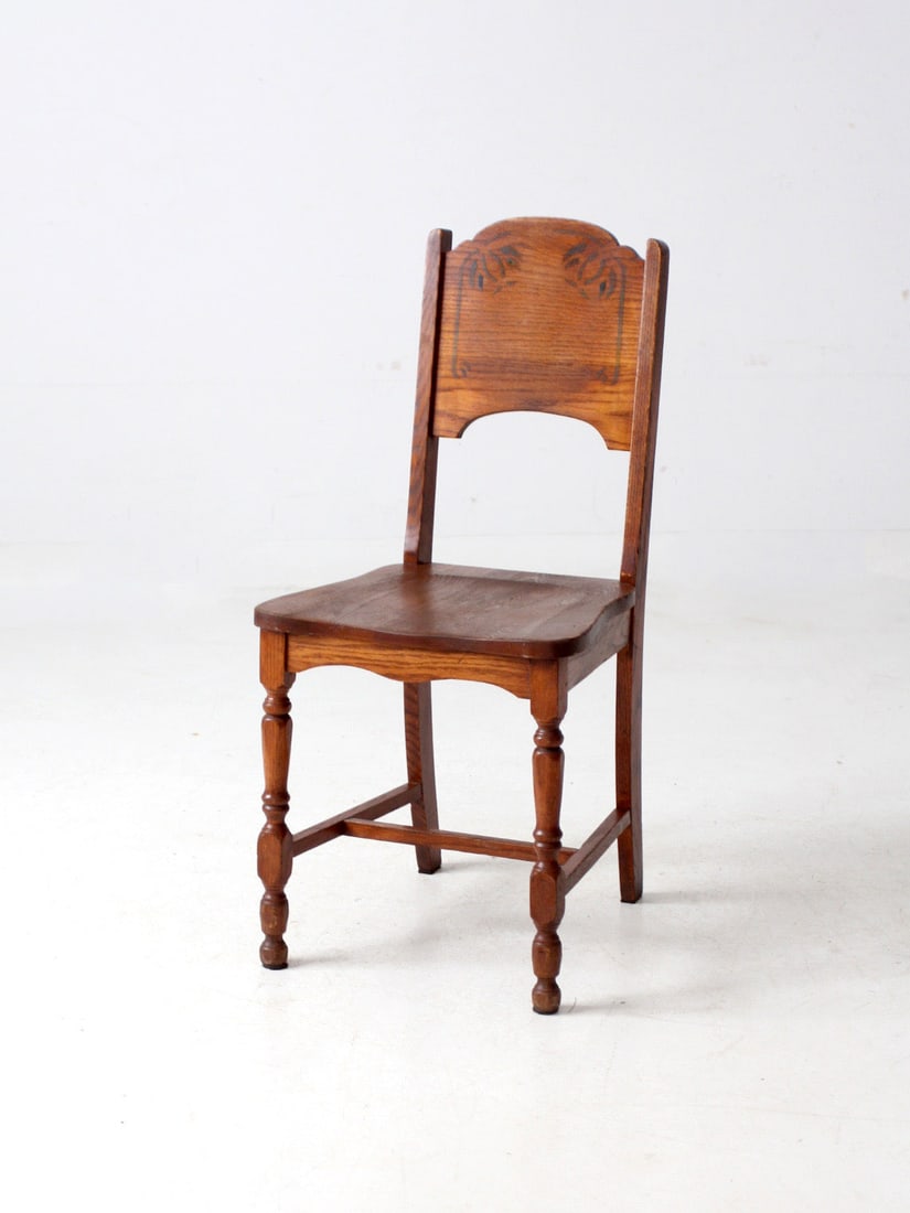 Vintage Oak Accent Chair with Monterey Style Stencil Design (1 of 11)