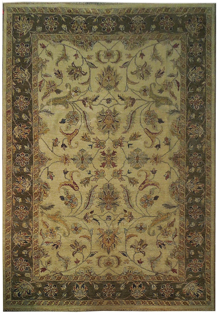 5.7 x 8 Ivory Hand-Knotted Vegetable Dyed Chobi Area Rug: 5.7 x 8 Ivory Hand-Knotted Vegetable Dyed Chobi Area Rug Free continental US Shipping Introducing the exquisite 5.7 x 8 Ivory Vegetable Dyed Chobi Rug, a perfect blend of traditional craftsmanship and