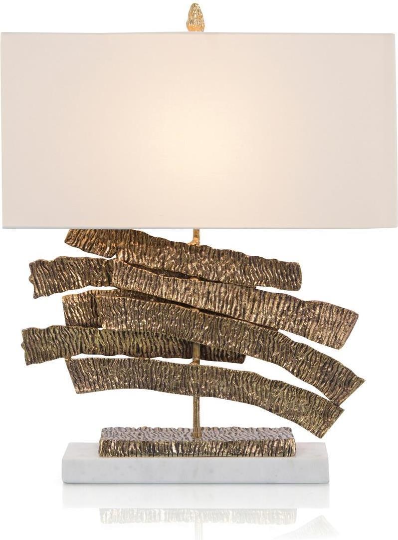 John-Richard Modern Brass Crinkle Table Lamp with Marble Base (1 of 2)