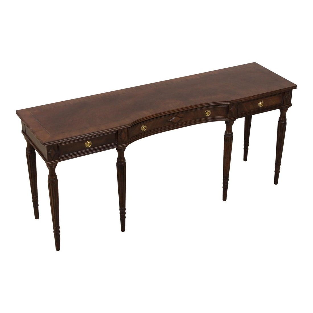 Regency Mahogany Console Table with Three Drawers and Brass Hardware (1 of 10)
