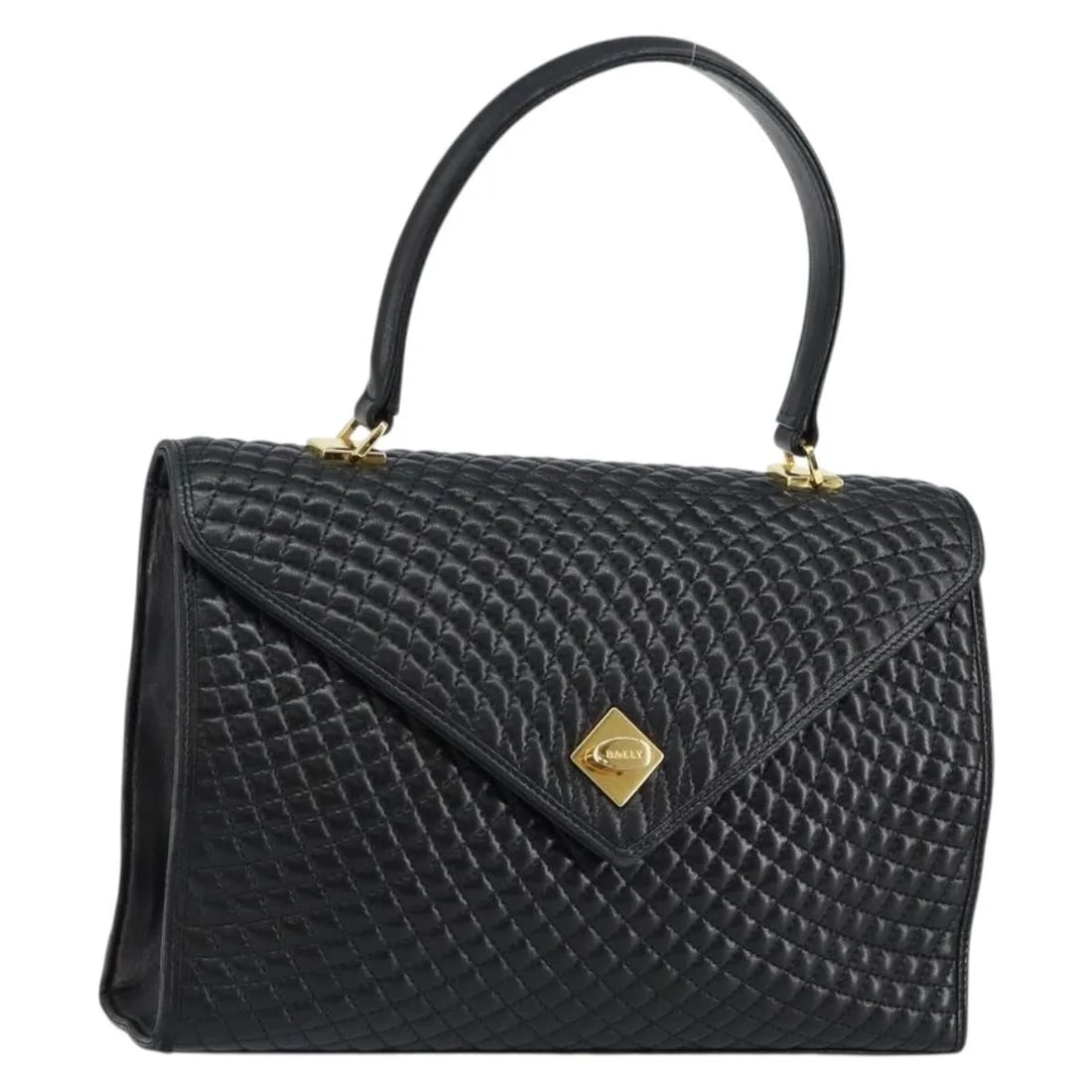 Bally Vintage Flap Black Leather Quilted Handbag: Bally Vintage Flap Black Leather Quilted Handbag This Bally Vintage Flap Handbag is crafted from quilted black leather and designed for women. It features a classic flap closure and is made in Italy. 