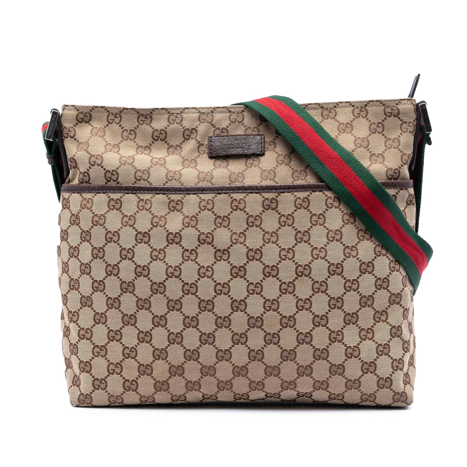 Gucci GG Canvas Messenger Bag with Web Strap Beige: Gucci GG Canvas Messenger Bag with Web Strap Beige Gucci GG Canvas Web Crossbody bag with a canvas body and leather trim. It features an adjustable flat web strap, a top zip closure, an exterior slip 