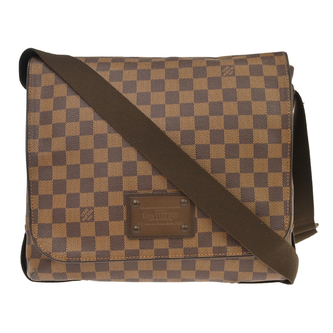 Louis Vuitton Brooklyn MM Damier Ebene Shoulder Bag N51211: Louis Vuitton Brooklyn MM Damier Ebene Shoulder Bag N51211 Vintage Louis Vuitton Brooklyn MM shoulder bag in Damier Ebene with a magnetic closure, leather shoulder strap, and inner pockets. This mediu
