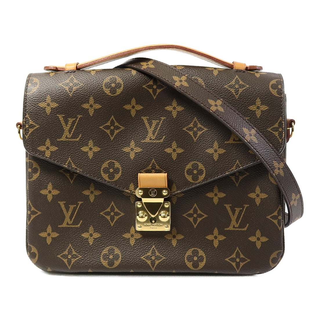 Louis Vuitton Pochette Metis MM Monogram Brown 2way Shoulder Bag GHW: Louis Vuitton Pochette Metis MM Monogram Brown 2way Shoulder Bag GHW This Louis Vuitton Pochette Metis MM is a versatile 2-way shoulder bag crafted from durable PVC coated canvas in the signature brow