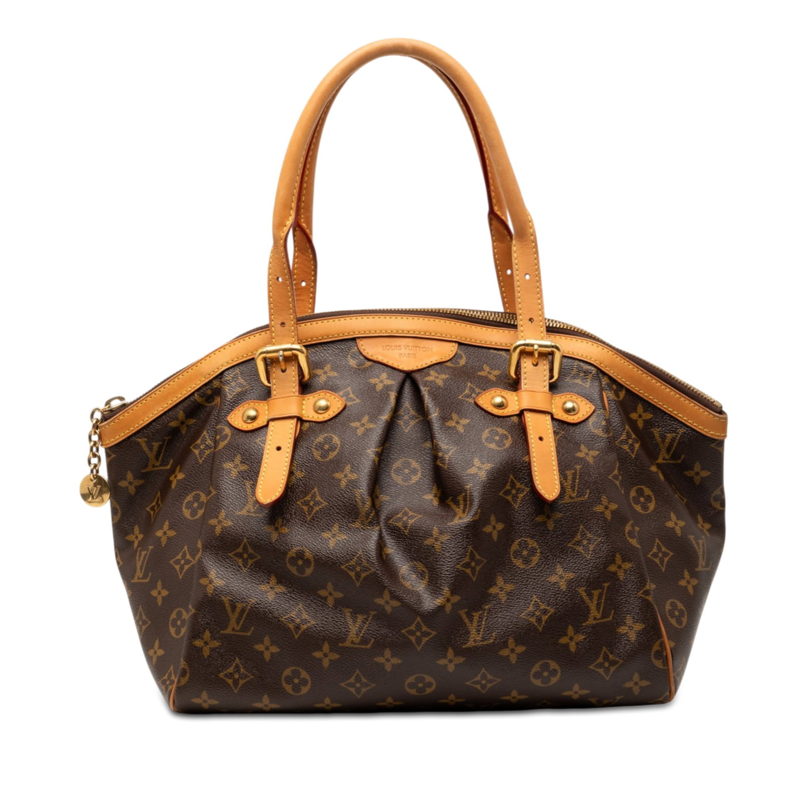 Louis Vuitton Tivoli GM Brown Monogram Canvas Shoulder Bag: Louis Vuitton Tivoli GM Brown Monogram Canvas Shoulder Bag The Louis Vuitton Monogram Tivoli GM features a brown monogram canvas body with rolled vachetta leather straps, a top zip closure, and interi
