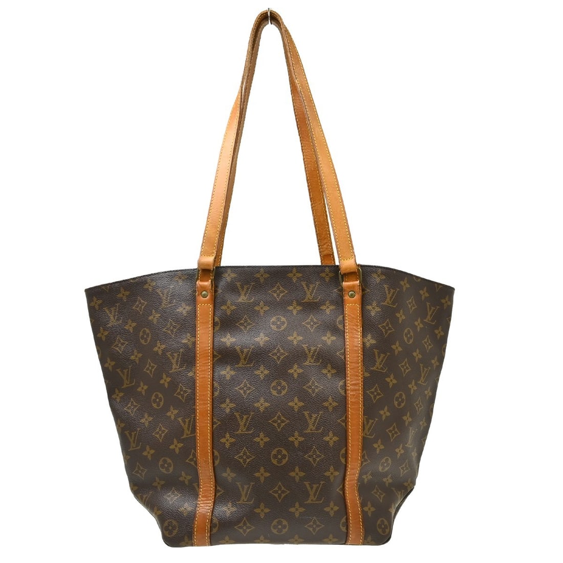 Louis Vuitton Sac Shopping Monogram Canvas Shoulder Tote M51108: Louis Vuitton Sac Shopping Monogram Canvas Shoulder Tote M51108 Vintage Louis Vuitton Sac Shopping shoulder tote bag in Monogram canvas with leather trim. This open-top bag features double handles, lo