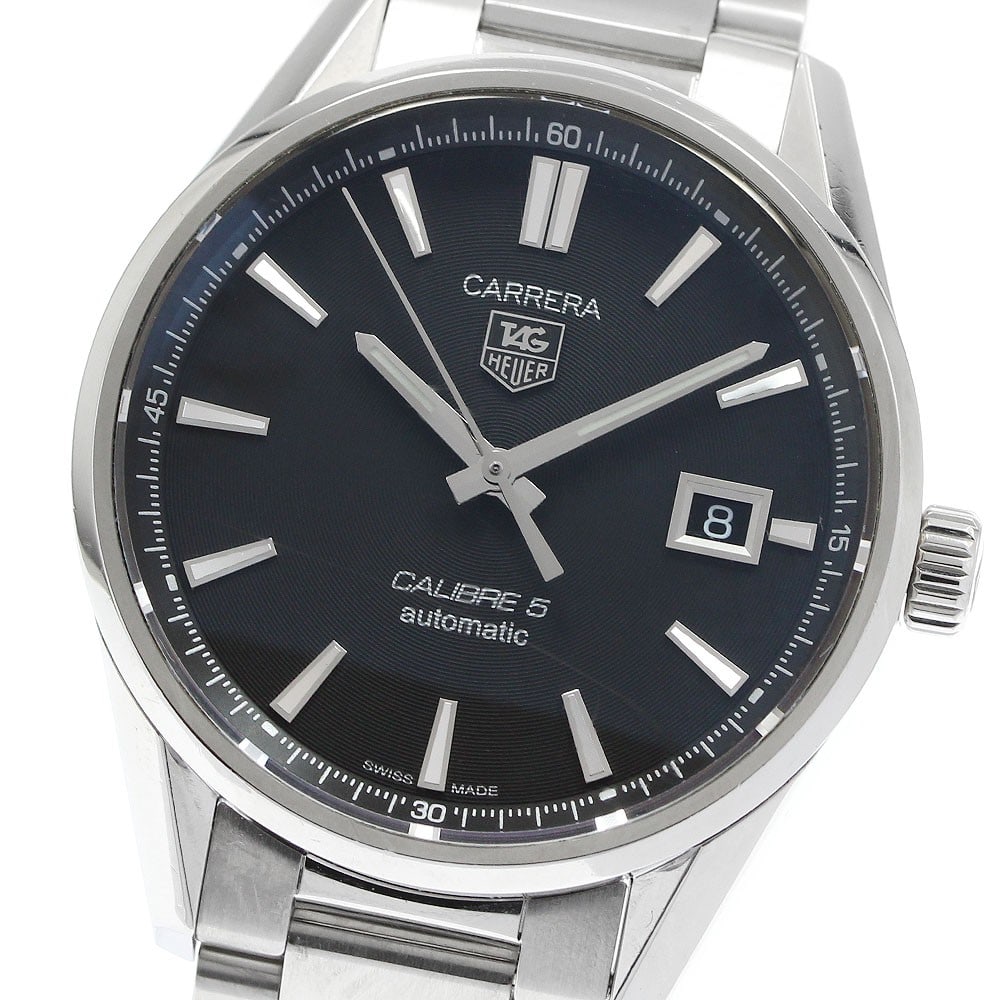 TAG Heuer Carrera Caliber 5 Date Men's Wristwatch: TAG Heuer Carrera Caliber 5 Date Men's Wristwatch This TAG HEUER WAR211A-1 Carrera Caliber 5 Date is a men's Swiss wristwatch featuring a classic design. The watch is pre-owned and showcases TAG HEUER
