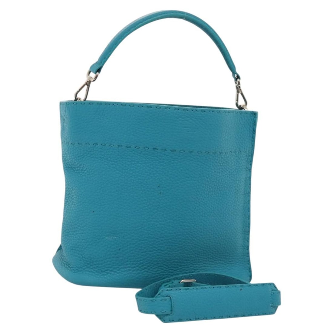 FENDI Anna 2way Leather Shoulder Bag Turquoise Blue (1 of 18)