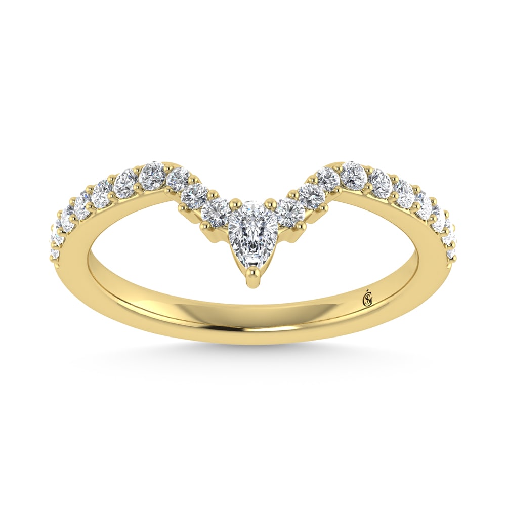 14K Yellow Gold Diamond 1/3 Ct. Tw. Chevron Band: 14K Yellow Gold Diamond 1/3 Ct. Tw. Chevron Band 14k Yellow Gold Stone Color: G-h Stone Clarity: Si2 Each ring is presented in standard size 6.5. Complimentary resizing is available between sizes 510 