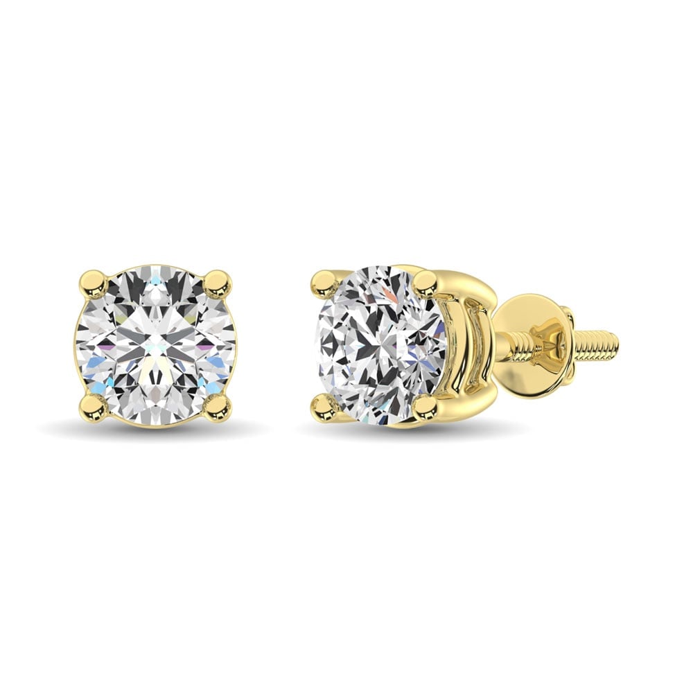 14K Yellow Gold 1/2 Ct.TY. Premium Diamond Stud Earrings: 14K Yellow Gold 1/2 Ct.TY. Premium Diamond Stud Earrings 14K Yellow gold 4 prong stud Earrings set Yith 2 brilliant cuts premium qualitydiamond weighting 1/2 Ct. 14k Yellow Gold Stone Color: Gh Stone 