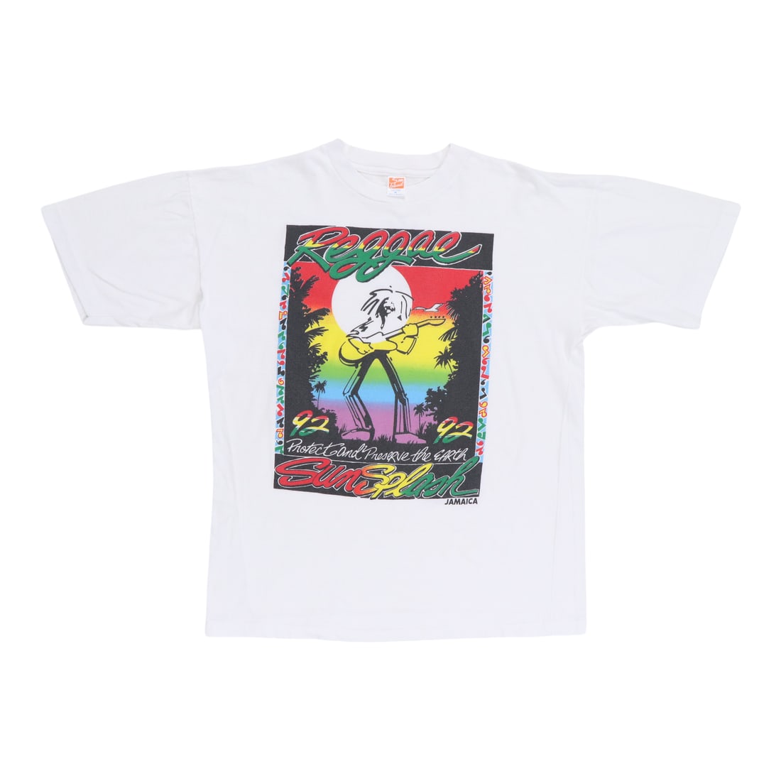 Vintage 1992 Reggae Sunsplash Fifteenth Anniversary Cotton T Shirt White: Vintage 1992 Reggae Sunsplash Fifteenth Anniversary Cotton T Shirt White This is an original vintage 1992 Reggae Sunsplash 15th Anniversary shirt featuring both front and back graphics. Made from 100%