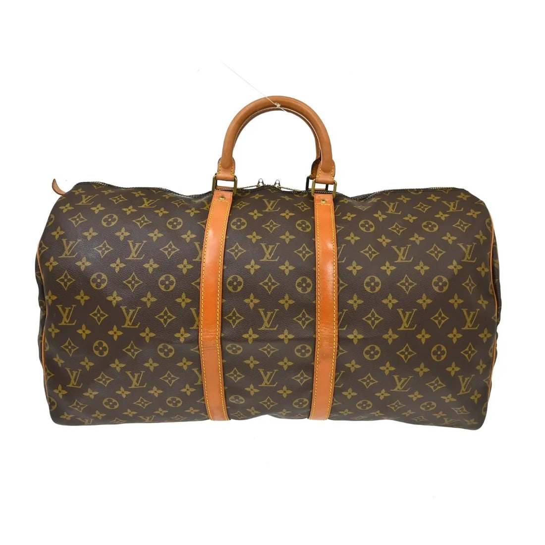Louis Vuitton Keepall Unisex Brown Canvas Travel Bag: Louis Vuitton Keepall Unisex Brown Canvas Travel Bag Louis Vuitton Keepall in brown monogram canvas. This unisex bag is made in France and shows visible wear consistent with fair overall condition, in