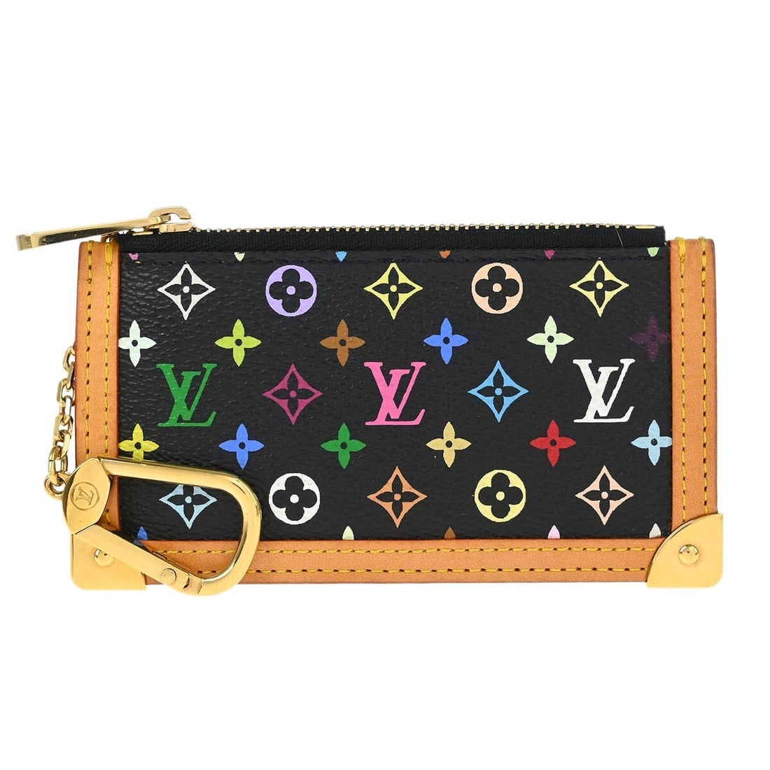 Louis Vuitton M92654 Pochette Cles coin purse multicolor black: Louis Vuitton M92654 Pochette Cles coin purse multicolor black Louis Vuitton Pochette Cles coin case wallet in black Monogram Multicolor canvas with leather trim. Designed for women, this compact coin