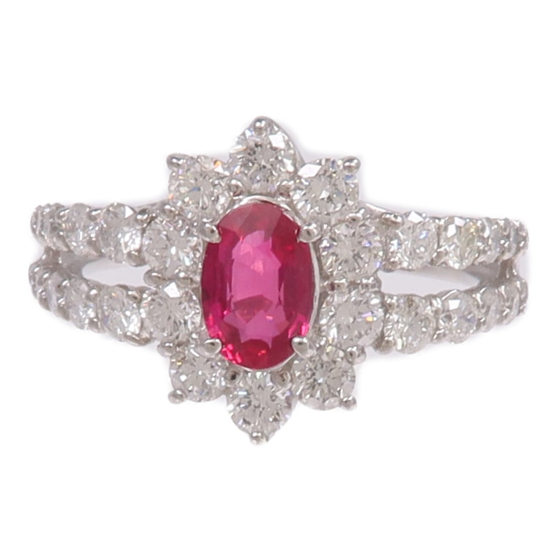 Pt900 Platinum Ruby Ring US 5.25 - 2