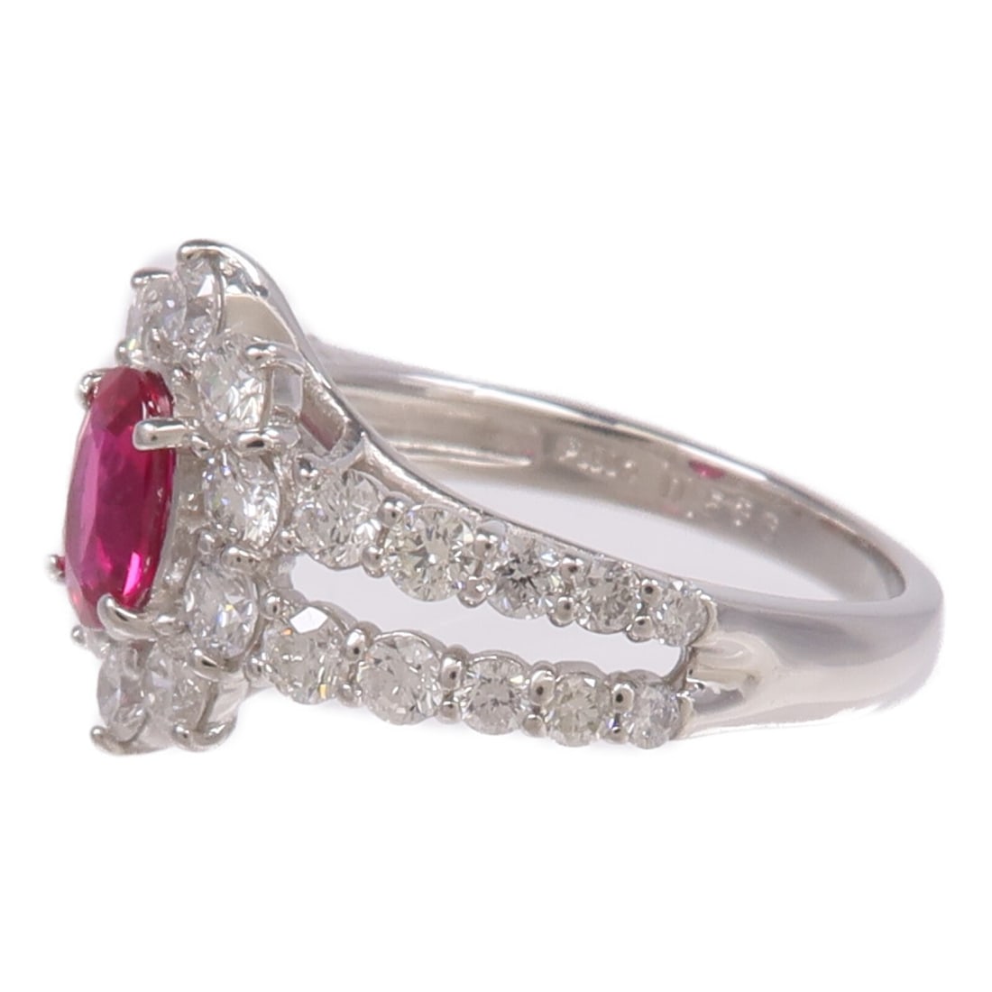 Pt900 Platinum Ruby Ring US 5.25 - 3