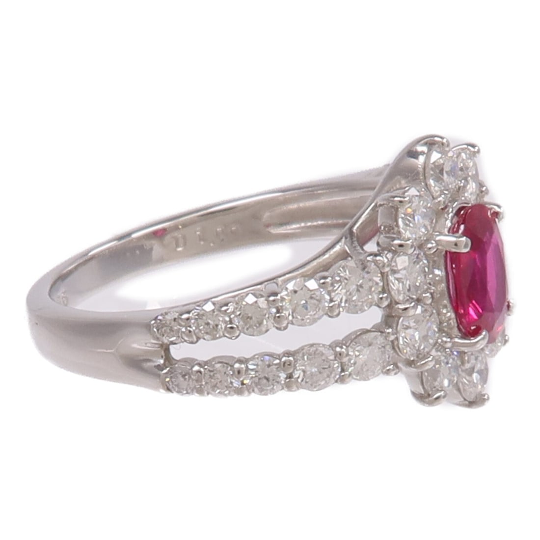 Pt900 Platinum Ruby Ring US 5.25 - 4