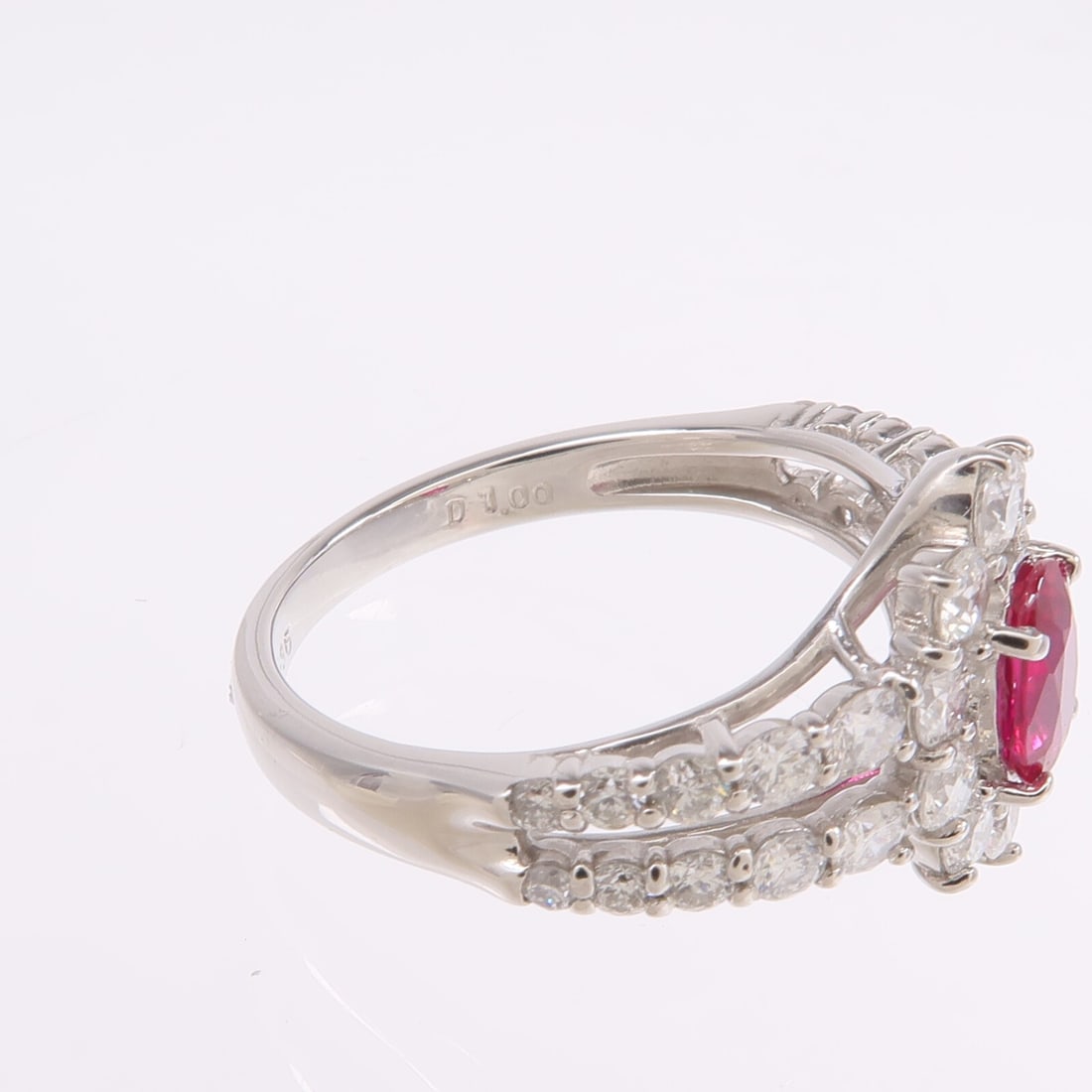 Pt900 Platinum Ruby Ring US 5.25 - 5