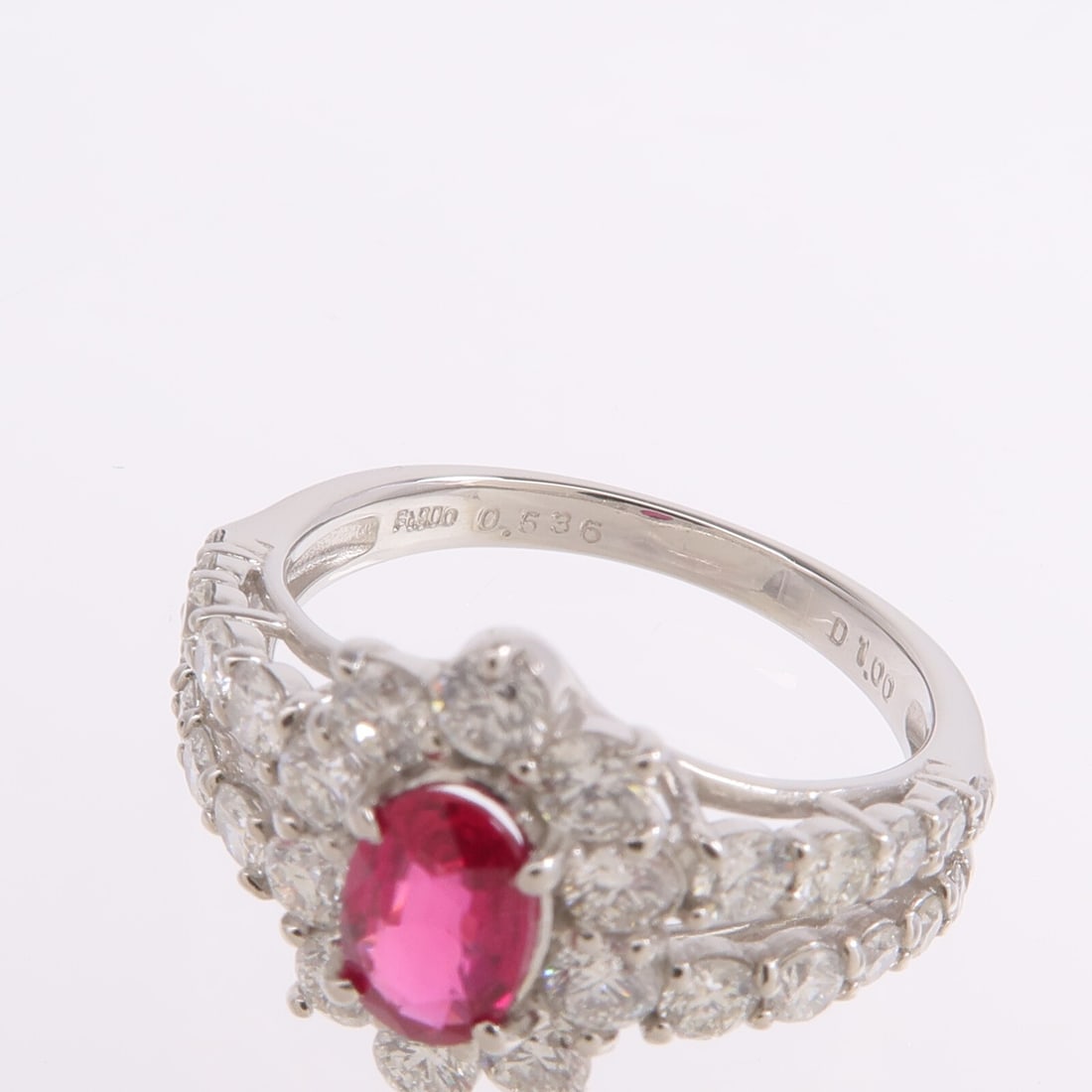 Pt900 Platinum Ruby Ring US 5.25 - 6