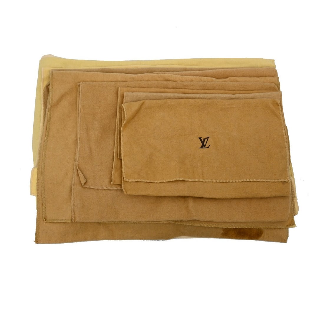 Set of 10 Louis Vuitton Authentic Cotton Dust Bags Brown Beige: Set of 10 Louis Vuitton Authentic Cotton Dust Bags Brown Beige Set of 10 authentic Louis Vuitton dust bags in brown and beige cotton. These unisex dust bags show overall signs of use with reasonable w